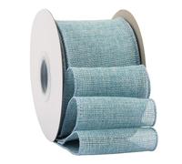 Ribbonitlux Cinta de arpillera con borde de alambre azul isla, 75 mm x 18 m, para envolver regalos, lazos grandes, coronas y decoración navideña