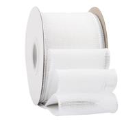 Ribbonitlux Cinta de arpillera con borde de alambre blanca, 75 mm x 18 m, para envolver regalos, lazos grandes, coronas y decoración navideña