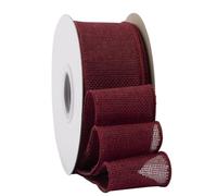 Ribbonitlux Cinta de arpillera con borde de alambre burdeos, 50 mm x 18 m, para envolver regalos, lazos grandes, coronas y decoración navideña