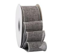 Ribbonitlux Cinta de arpillera con borde de alambre gris metal, 50 mm x 18 m, para envolver regalos, lazos grandes, coronas y decoración navideña