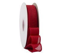Ribbonitlux Cinta de arpillera con borde de alambre roja, 25 mm x 18 m, para envolver regalos, lazos grandes, coronas y decoración navideña