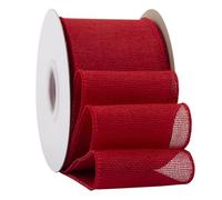 Ribbonitlux Cinta de arpillera con borde de alambre roja, 50 mm x 18 m, para envolver regalos, lazos grandes, coronas y decoración navideña