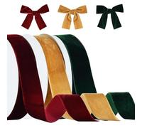 RIBBOOO Juego de cintas de terciopelo de 2,5 cm x 27,4 m de longitud total, rojo, verde, blanco, vintage, cintas de terciopelo para corona de Navidad, lazos de árbol, decoración, paquete de regalo de
