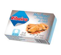 Ribeira mejillones chilenos en salsa de vieira, 13/18 unidades 65 g, paquete de 9 unidades.