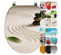 Ribelli Asiento de inodoro con dispositivo de descenso automático, tapa de inodoro en forma de O, en muchos diseños, fácil montaje, fácil de limpiar, aprox. 46 x 37 cm (piedra del desierto)