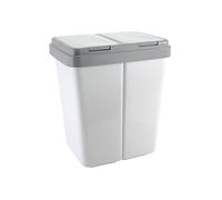 Ribelli Cubo para Basura Duo con Tapa, de Plástico, para la cocina, con sistema de separación de basura, 2 x aprox. 23 litros, Gris
