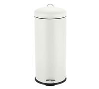 Ribelli Cubos de basura de acero inoxidable Cubo de basura con pedal de separación Cubo de basura Cubo de basura, redondo, 30 litros con cubo interior - Cierre suave (beige)