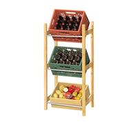 Ribelli Estantería para cajas de bebidas para 3 cajas, estante para bebidas de bambú, soporte para cajas de bebidas, soporte para cajas de botellas, estantería estable para bebidas, agua, cerveza,