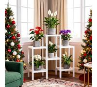 Ribelli Soporte para flores de 6 niveles, soporte para plantas, estantería de pie para manualidades, estantería de varios niveles, apilable, ampliable, estantería para plantas de interior para balcón