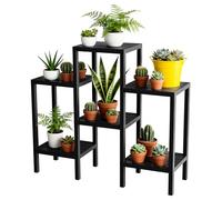 Ribelli Soporte para flores de 6 niveles, soporte para plantas, estantería de pie para manualidades, estantería de varios niveles, apilable, ampliable, estantería para plantas de interior para balcón