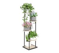 Ribelli Soporte para plantas de 5 niveles, 106 cm, escalera para flores, escalera de madera y metal, decoración para balcón, jardín, salón, oficina, color madera