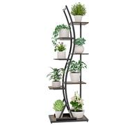 Ribelli Soporte para plantas de metal de 7 niveles, 160 cm, con forma de onda, con protección antivuelco, para balcón, salón