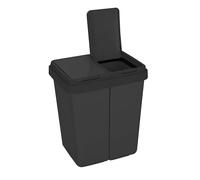 Ribelli Zweimer Duo 502000 - Cubo de basura con tapa (2 unidades de aprox. 25 litros, plástico, sistema de separación de basura, 45 x 32 x 51 cm), color negro