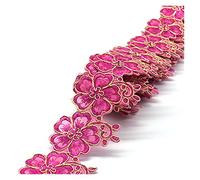 ribete de encaje, 3 yardas 65mm bordado colorido flor encaje parche costura manualidades accesorios de ropa(Rose)