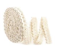 Ribete de encaje, cinta de encaje con ojales vintage, borde festoneado de encaje de ganchillo para novia, boda, álbumes de recortes, suministros de manualidades, ancho 0.7 pulgadas, 15 yardas (estilo