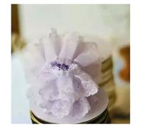 Ribete de encaje plisado con volantes, ribete de encaje para coser, diadema grande en forma de corazón con pliegues, diseño suave (morado claro)