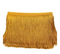 Ribete de Flecos de 20 cm x 5 m - Cinta Decorativa para Danza, Seda, Borla - para Coser, Manualidades, Ropa, Lencería, Disfraces, Cortinas, Decoración - Dorado, B