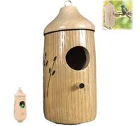 Ribili Wooden Hummingbird House, Fanyil Wooden Hummingbird House, Sherum Birdhouse, Wooden Hummingbird Feeder for Outside (Color B)