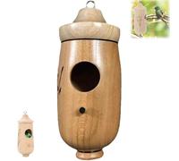 Ribili Wooden Hummingbird House, Fanyil Wooden Hummingbird House, Sherum Birdhouse, Wooden Hummingbird Feeder for Outside (Color A)
