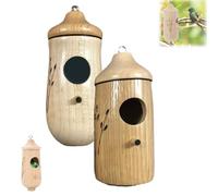 Ribili Wooden Hummingbird House, Fanyil Wooden Hummingbird House, Sherum Birdhouse, Wooden Hummingbird Feeder for Outside (Color B+C)