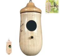 Ribili Wooden Hummingbird House, Fanyil Wooden Hummingbird House, Sherum Birdhouse, Wooden Hummingbird Feeder for Outside (Color C)