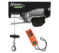Ribimex Polipasto eléctrico teledirigido de 400/800 kg con polea y cable de acero trenzado, motor monofásico y mando inalámbrico - PE400/800T