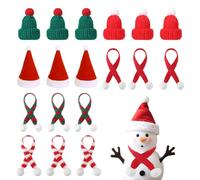 RIBSUQA 18 Piezas Mini Gorro Papa Noel y Bufanda, Mini Adornos Navidad Sombrero y Echarpe de Papá Noel, sombrero de piruleta, tapa de botella, Adecuado para Navidad, Fiesta, muñeco de nieve