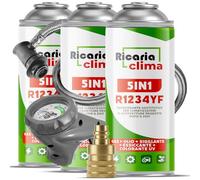 Ricaria Clima - 5 en 1 R1234yf XL + Manguera + Adaptador YF para Aire Acondicionado de automóvil con Aceite, aditivo sellador, colorante UV, Agente deshidratante - Protege el compresor - 3 x 235 g