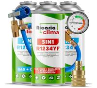 Ricaria Clima - Kit de Recarga de Aire Acondicionado R1234yf - Fluido refrigerante 5 en 1 XL con Aceite, sellador, colorante UV y deshidratante + 2X Gas de Recarga R1234yf con Aceite 235 g