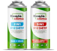 Ricaria Clima - Kit de Recarga de Aire Acondicionado R1234yf - Refrigerante 5 en 1 XL con Aceite, aditivo sellador, colorante UV y Agente deshidratante + Gas de Recarga R1234yf 235 g