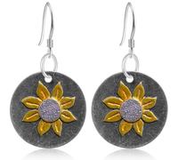 Ricarmo Pendientes de gota bohemios vintage con diseño de hojas de cobre florales, ligeros, estilo nacional, estilo retro, aleación natural, con gancho para mujer, 2.44inch, Metal, Sin piedra preciosa