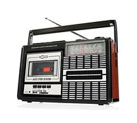 Ricatech PR85 - Reproductor y grabadora de casetes, Radio AM/FM/SW, USB, Ranura para tarjeta SD, Micrófono integrado, Parada automática, Ligero, Portátil, Conector para auriculares