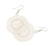 Rice Bead Fashion Womenu2019s Hoop Wedding Dangle Bohemian Jewelry Drop Earrings for Women White
