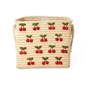 RICE Cesta con asas Rice rafia 30x30 cm Cereza