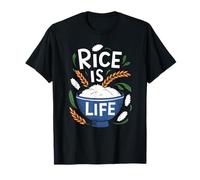 Rice Is Life Funny Diching Food Rice Lover Bowl Grain Foodie Camiseta