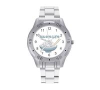 Rice is Life - Reloj de pulsera para hombre, de acero inoxidable, fácil de leer, para mujer