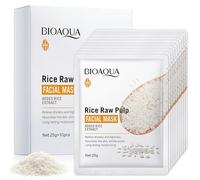 Rice Mask Set de 10 mascarillas faciales con extracto de arroz para el cuidado facial hidratante, combate la sequedad para todos los tipos de piel