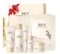 Rice Skincare Kit, 10 Piezas Set de Regalo Cuidado Facial Mujer | Kit Viaje Skincare con Limpiador Tónico Sérum Crema Contorno de Ojos y Mascarilla Facial Hidratante para Mujer y Adolescente