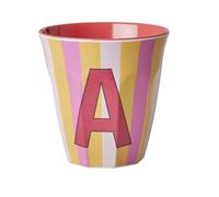 Rice Taza de melamina mediana a rayas con letras, modelo para niño Blau-Grntne, talla