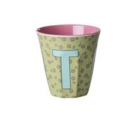 Rice Taza de melamina para niños, tamaño mediano, con letras (T)