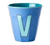 RICE Taza melamina Rice mediana letra V 30 cl New dusty blue