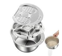 Rice Washer Strainer - Contenedor de malla inferior Slanted, juego de platos de rebabas de acero inoxidable para cocina, cuenco de malla con fácil drenaje, herramientas para el hogar, cesta vegetal