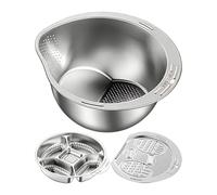 Rice Washer Strainer - Slanted Bottom Mesh Container, Stainless Garlic Grater with Dish, Kitchen Tool with Household Feature, Cooking Accessory with Multi Style, Vegetable Fruit Ginger for Home Use