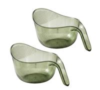 Rice Washing Bowl And Strainer, Multipurpose Rice Strainer Bowl With Handle, Rice Rinser Strainer For Vegetables And Fruits (Green*2)