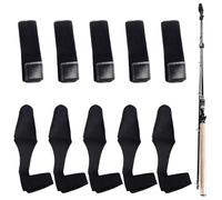 Riceel Bandas para caña de pescar, 5 pares de correas para cañas de pescar, soporte de velcro, accesorios de pesca, alta elasticidad, color negro, calcetines para cañas de pescar elásticos, bolsillos