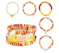 Riceel Pulseras de Perlas Apilables, Conjunto de Pulseras Extensibles con Cuentas Conchas Joyas de Muñeca para Vacaciones, talla única, Plástico, No es una piedra preciosa