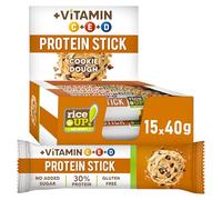 RiceUp! Barritas de proteína y vitaminas con masa de galleta | 30% de proteína con vitaminas C, D y E | Alta en proteínas | Sin azúcares añadidos | Sin gluten | Sin aceite de palma | 15 x 40 g