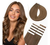 Rich Choices Extensiones Adhesivas Pelo Natural Tape in Extensiones Pelo Natural Adhesivas Remy Human Hair Cabello Humano 10 Piezas 45cm #6 Castaño Medio