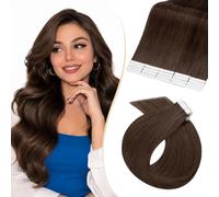 Rich Choices Extensiones Adhesivas Pelo Natural Tape in Extensiones Pelo Natural Adhesivas Remy Human Hair Cabello Humano 20 Piezas 35cm #4 Castaño Chocolate