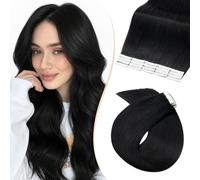 Rich Choices Extensiones Adhesivas Pelo Natural Tape in Extensiones Pelo Natural Adhesivas Remy Human Hair Cabello Humano 20 Piezas 30cm #1 Negro